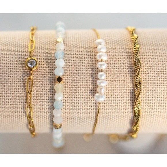 Bracelet Dainty Pearl WATERPROOF bracelet Adorable Stacking Bracelet Minimalist - Picture 10 of 10